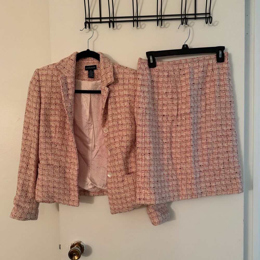 Ann Taylor Pink Tweed Suit